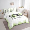 thumbnail image 3 of Manfei Checkered Christmas Tree Bedding Comforter Set for Kids Girls, Merry Xmas King Bedding Sets, Happy New Year Gifts Bed Sheets, Lightweight Green Room Decor Reversible 7 Pieces, 3 of 8