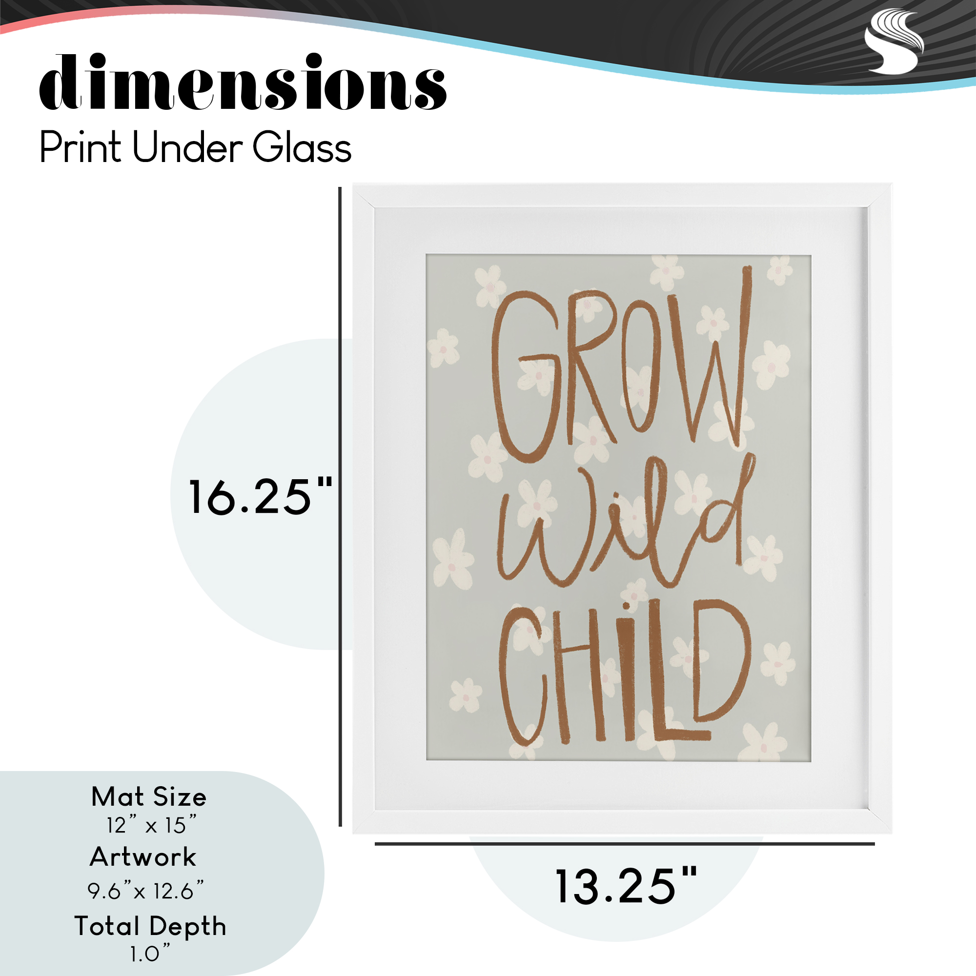 Grow Wild Child Flowers White Framed Print Under Glass, design by Katie Griggs
