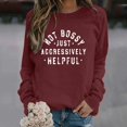 thumbnail image 2 of JFGHDG Women's Letter Graphic Sweatshirts Crew Neck Long Sleeve Streetwear Tops Wine 2XL, 2 of 8