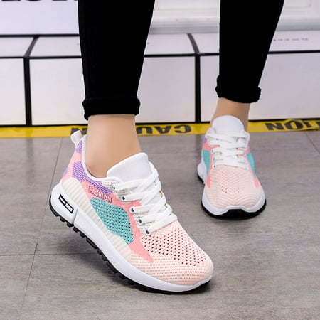 

HIBRO Leisure Women s Lace Up Travel Soft Sole Comfortable Shoes Outdoor Mesh Shoes Runing Fashion Sports Breathable Sneakers