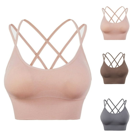 Elainilye Fashion Longline Sports Bras for Women Solid Yoga Sports Bra Casual Racerback Bra Underwear Everyday Bras,Beige