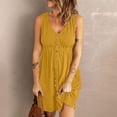 thumbnail image 2 of BLVB Sundresses for Women 2025 Sleeveless V Neck Button down Tank Dress Casual Loose Summer Beach Dress, 2 of 7