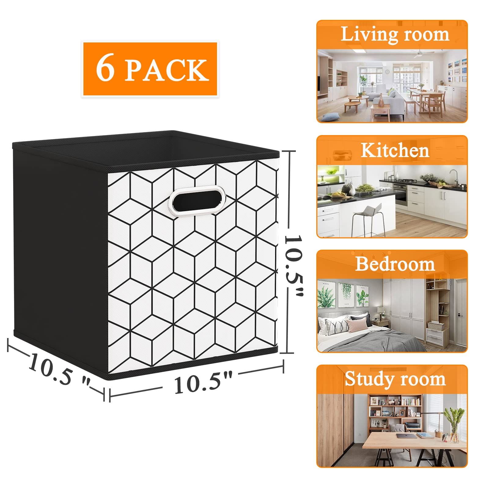 Wisdom Star 6 Pack Fabric Storage Cubes with Handle, Foldable 11 Inch Cube Storage  Bins, Storage Baskets for Shelves, Storage Boxes for Organizing Closet Bins,  Black - Yahoo Shopping