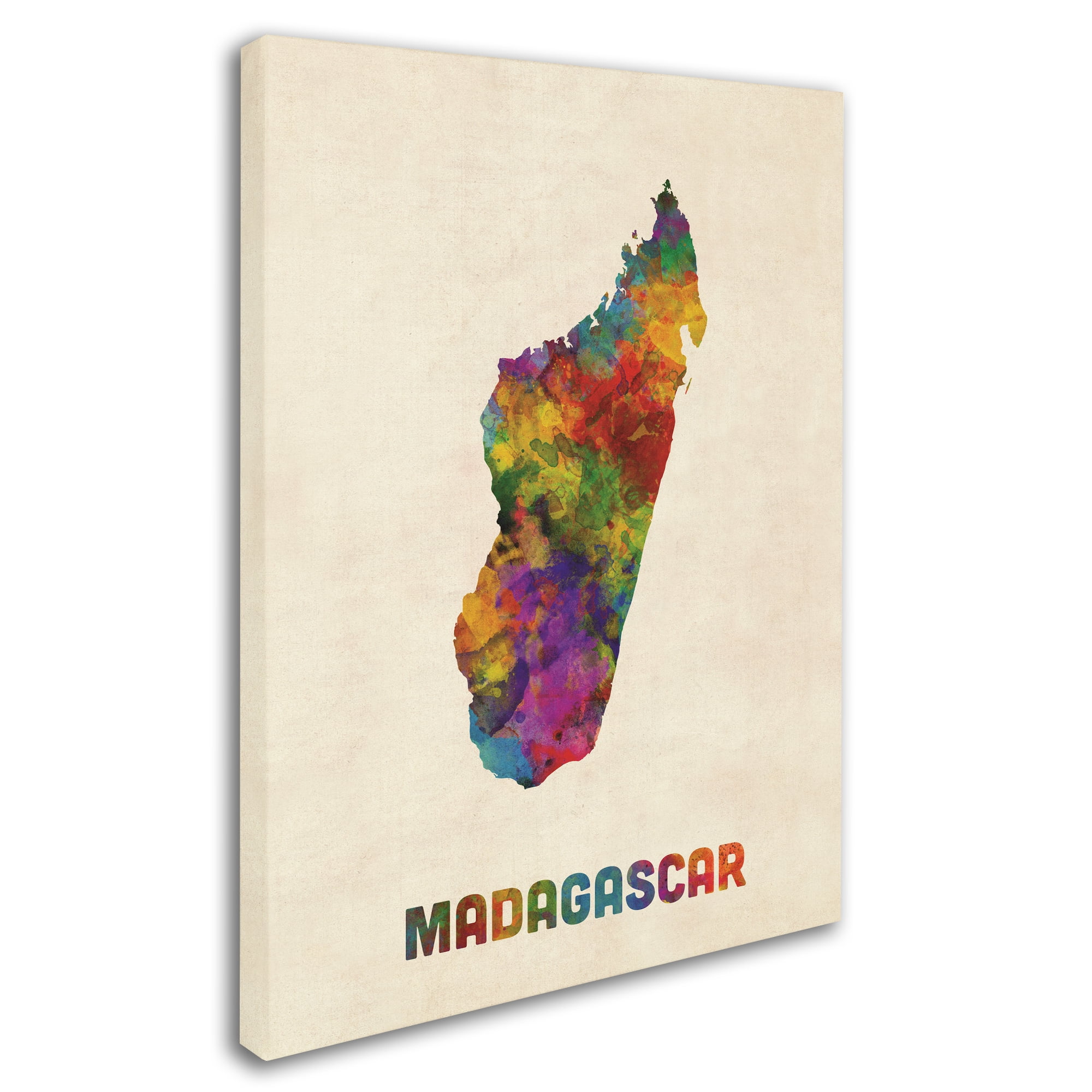 Trademark Fine Art 'Madagascar Watercolor Map' Canvas Art by Michael Tompsett