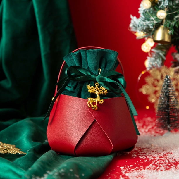 Bolsa de Tote de Piel de Navidad, bolsa de frutas caramelos de terciopelo para regalo, bolsa de tela de terciopelo de Navidad, bolsa de frutas de Navidad, bolsa de regalo de terciopelo,