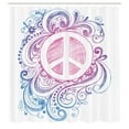 thumbnail image 3 of Ambesonne Groovy Shower Curtain, Peace Sign and Swirls, 69"Wx75"L, Pink Blue White, 3 of 5