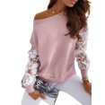 thumbnail image 1 of Sonducket Sudadera con capucha para mujer Perspectiva de encaje Top de manga larga Casual Cuello Sudadera suelta para niña, Negro, XL Prendas para la parte del cuerpo Rosado METRO, 1 of 6