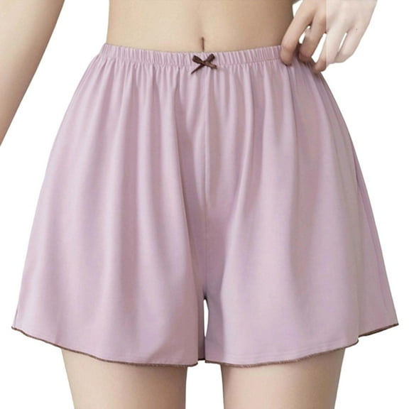 Ohufall Women's Boyshorts Underwear Fashion Solid Color Elastic High Waist Underpants Plus Size Loose Fit Wide Leg Lounge Panties for Women