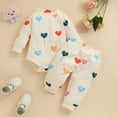 thumbnail image 2 of Youmylove Two Piece Girls Outfits Boys Girls Valentine'S Day Long Sleeve Hearts Printed Romper Bodysuit Pants Outfits, 2 of 8