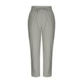 thumbnail image 6 of Stamzod Summer Pants for Women Fashion Solid Color Stretch Waist Vacation Beach Pants Daily Casual Straight Trousers Pants for Women with Pocket Gray C XL, 6 of 8
