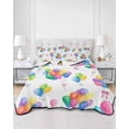 thumbnail image 2 of Twin Quilt Bedding Set, Colorful Balloon Reversible Summer Quilt 3 Pieces, Watercolor Balloons Bow Modern Lightweight Bedspreads Coverlets with 2 Pillow Shams for All Seasons, 2 of 5