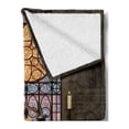 thumbnail image 2 of Gothic Soft Flannel Fleece Throw Blanket, Lectern on Pentagram Medieval Architecture Candlelight in Dark Altar, Cozy Plush for Indoor and Outdoor Use, 50" x 60", Olive Green Mustard, by Ambesonne, 2 of 5