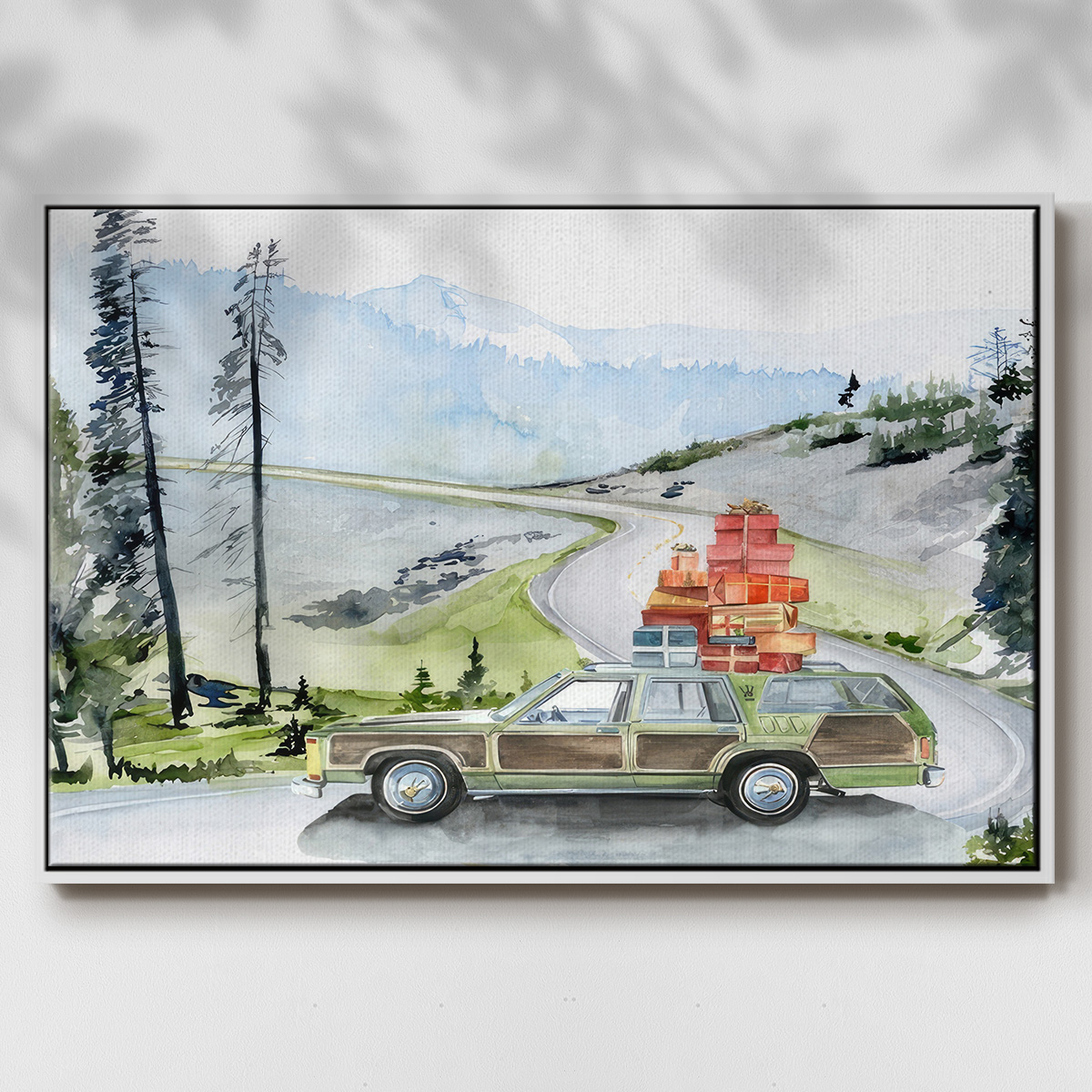 Holiday Vacation II - Framed Gallery Wrapped Holiday Canvas - 27 x 41 - White Frame