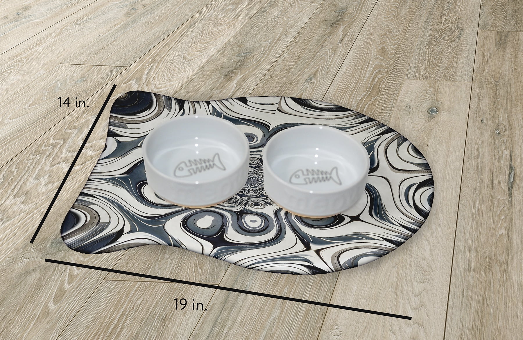 Simply Daisy Bohemian Flower Fish Shape Pet Feeding Mat for Cats