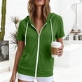 thumbnail image 4 of Besolor Hoodies for Women Short Sleeve Drawstring Zipper Jacket Sweatshirts Lightweight Casual Loose Workout Running Jackets with Pockets(Large,Green1), 4 of 4