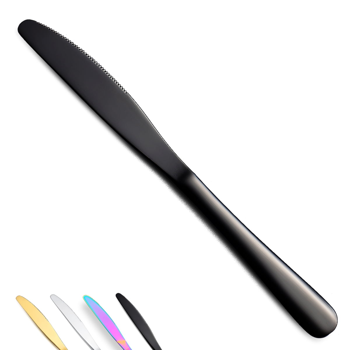 ReaNea Black Dinner Knives Set Of 8 Stainless Steel Butter Table Knife