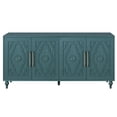 thumbnail image 5 of Gzxs 63" Large Wooden Sideboard with Carved Flower Doors and Metal Handles, Modern Storage Cabinet with Adjustable Shelves for Living Room, Kitchen, Entryway (Navy Blue), 5 of 7
