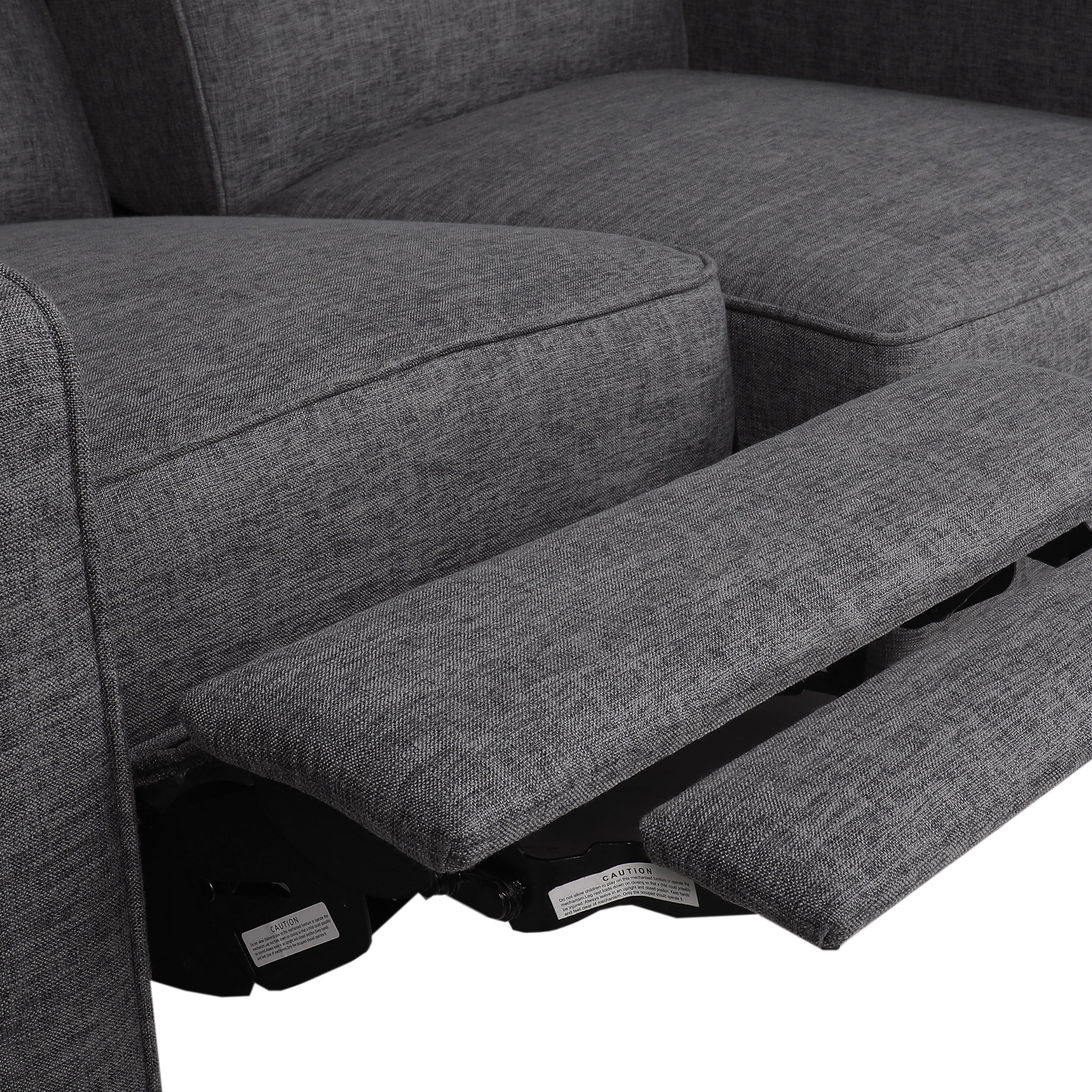 Noble House Craigue Fabric Tufted Loveseat Pushback Recliner, Gray