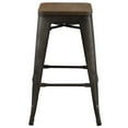 thumbnail image 3 of Industrial Country Cottage Farm Beach House Bar Pub and Dining Kitchen Counter Side Stool Chair, Metal Steel Wood, Brown, 3 of 4