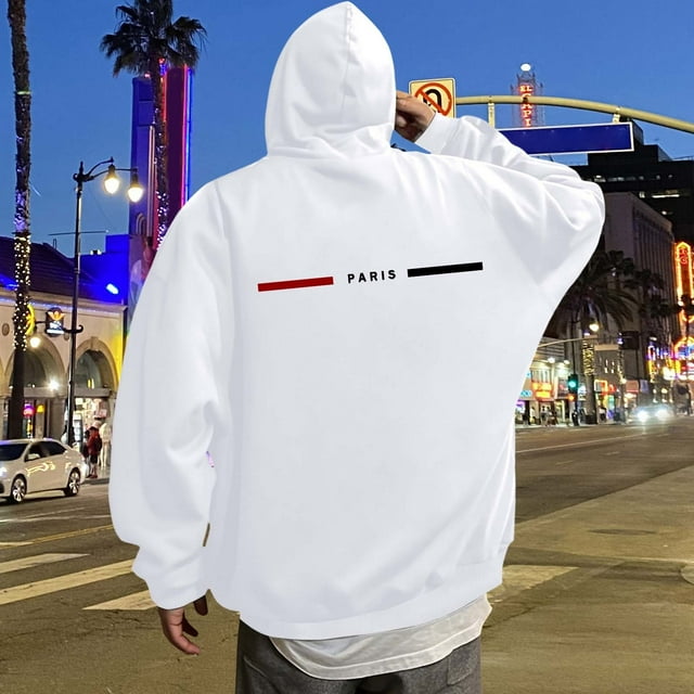 MHFRRA Sudadera con Capucha con Estampado de Letras para Un Uso Diario Cómodo, Ideal para Salidas Informales y Capas Elegantes Blanco