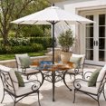 thumbnail image 2 of Round Outdoor Tablecloth with Umbrella Hole and Zipper, Blue Brown Tablecloth with Elastic Waterproof, Vintage Minimalist Abstract Aesthetic Boho Art Patio Table Covers for 36" - 44" Pool Tables, 2 of 9