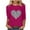 Purple, variant on Shirts for Women Loose Crewneck Heart Print Outfits Basic Baggy Long Sleeve Pullover Tops Lovers' clothes