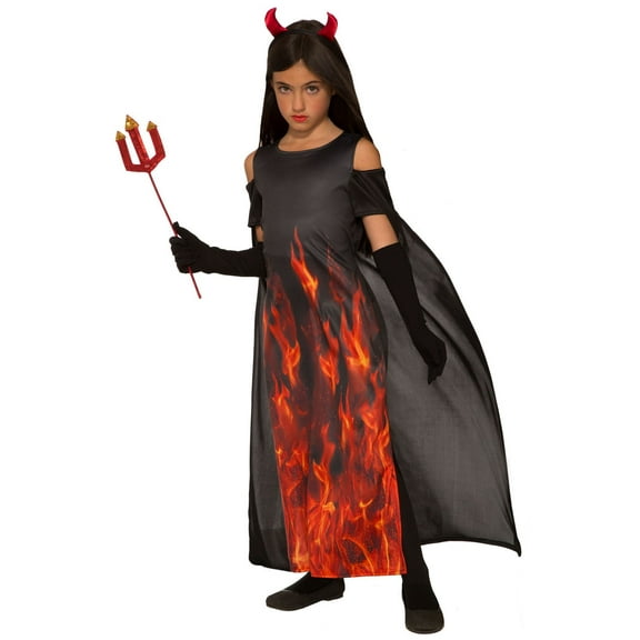 Rubies Fiery Elegant Devil Dress Costume for Kids, Girls Large