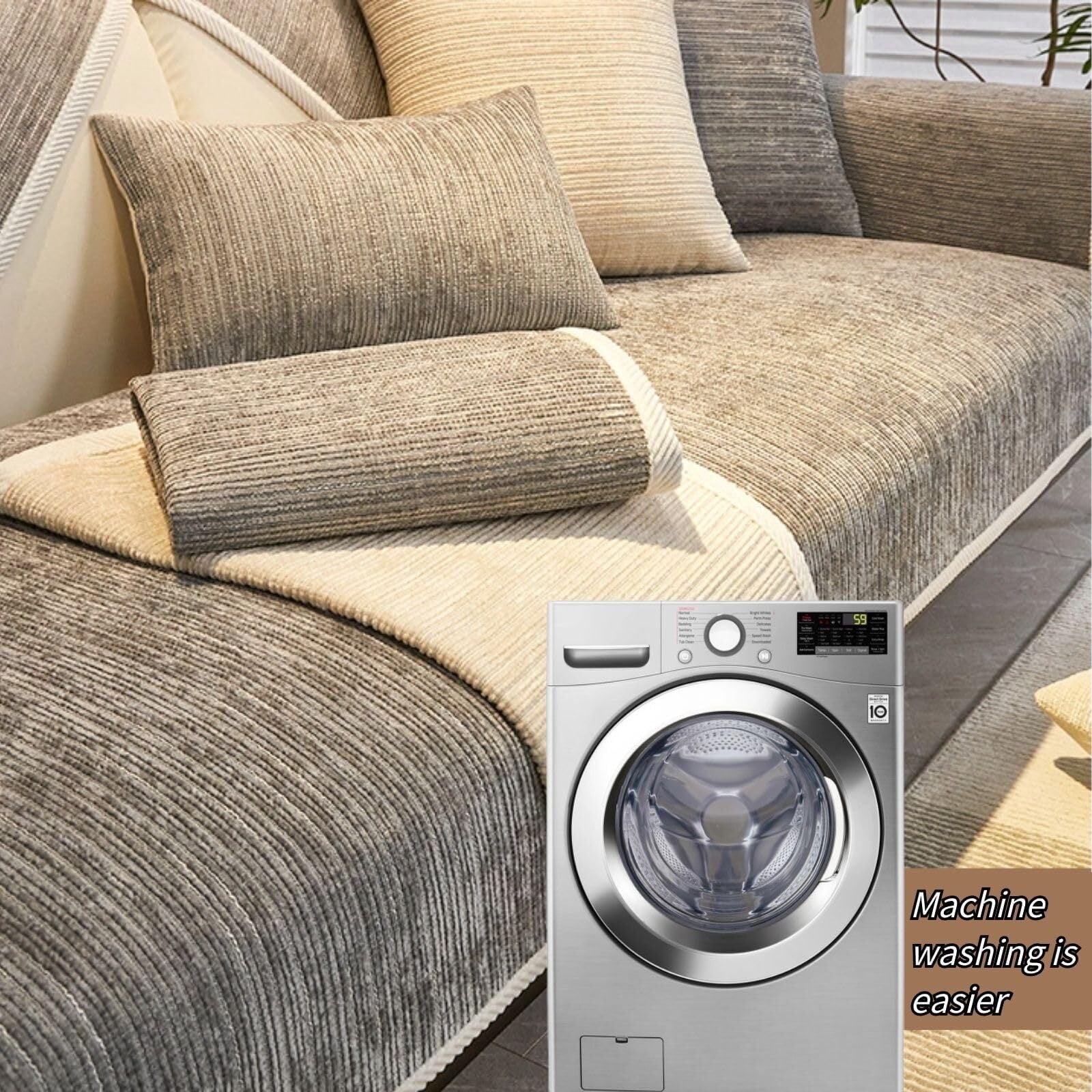 Fuzzy Sofa Cover Couch Cover, Towel Mattress Protector Furniture Protector Washable Anti-Slip Sofa Cover