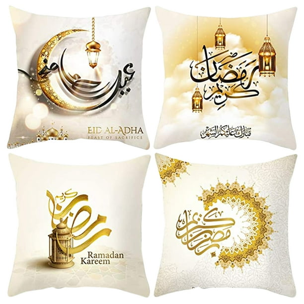 Mikilon Ramadan Décoration Coussin Or Lune Étoile Eid Mubarak Oreiller de  Fête 