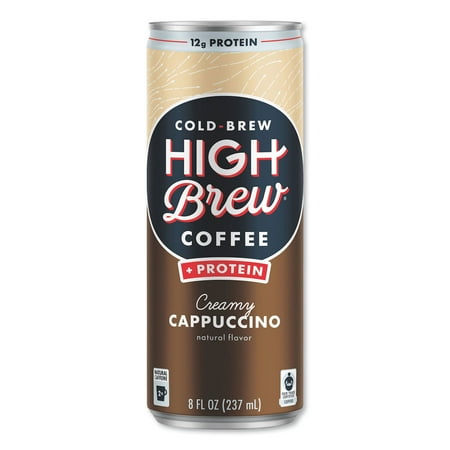 High Brew® Coffee Cold Brew Coffee + Protein, Creamy Cappuccino, 8 Oz Can, 12/pack