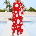 thumbnail image 5 of 2024 Red White Polka Dot Casual Dress Kusama Yayoi Inspired Aesthetic Dresses Long Sleeve Pretty V Neck Print Big Size Chiffon Dress, 5 of 7