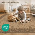 thumbnail image 4 of ODIKA 6'x9' Washable Area Rug Warm Beige Floral Elegance Intricate Border Classic Garden Motifs in for Family Room, Living Room, Master Bedroom, Non-Slip, Easy Care, 4 of 7