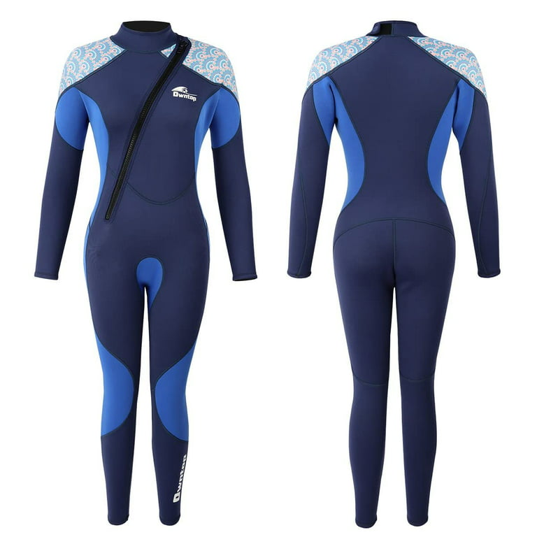 Owntop Women Wetsuit 3mm Neoprene Surfing Wet Suit Full Keep Warm Front Zip Diving  Suits Body Protection for Diving Surfing Snorkeling Kayaking Swimming  (Blue) 