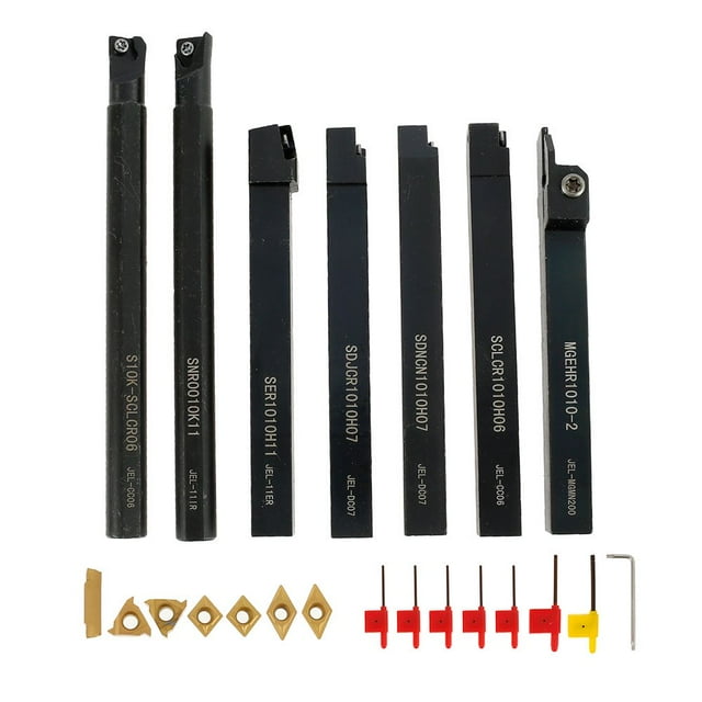 Lathe Tool Holder Indexable Carbide Turning Tool Holder with Carbide Inserts Lathe Cutting Tool Power Tool Accessories for Carpenter Woodworking