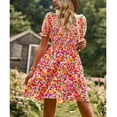thumbnail image 6 of OUSIMEN Women's Dresses Casual Summer Print Ruffle A Line Short Sleeve Mini Floral Dress for Women, 6 of 7