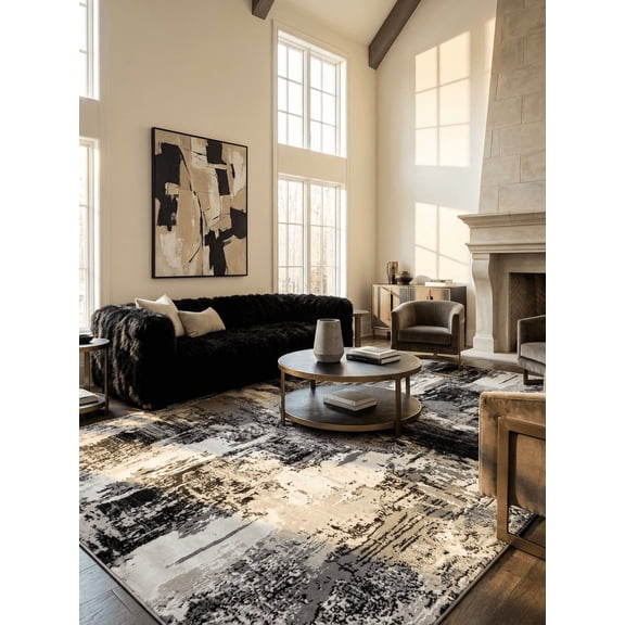 Rug Branch Atlas Distressed Classic Indoor Area Rug, Grey Beige - 4'x6'