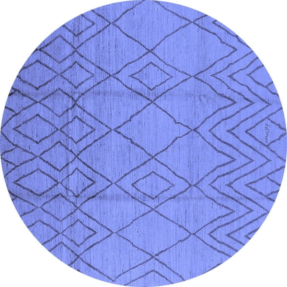 Ahgly Company Indoor Round Solid Blue Modern Area Rugs, 4' Round