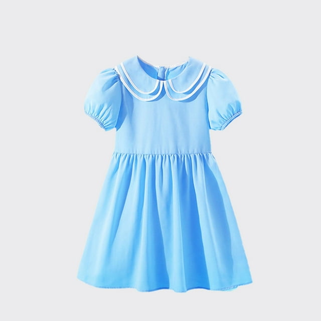 Économies d'Été! Robe d'Été pour Enfants, Robes Décontractées pour Filles en Liquidation, Robe d'Été Mode pour Filles à Manches Courtes, Col Rond, à Volants, Jupe de Princesse