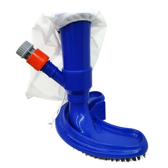 Graflsoa Compact Pool Vacuum Brush with US/EU Connector for Small Pools, Spas, and Ponds - Durable PP Material, Easy Assembly, Includes Mesh Bag & Water Inlet