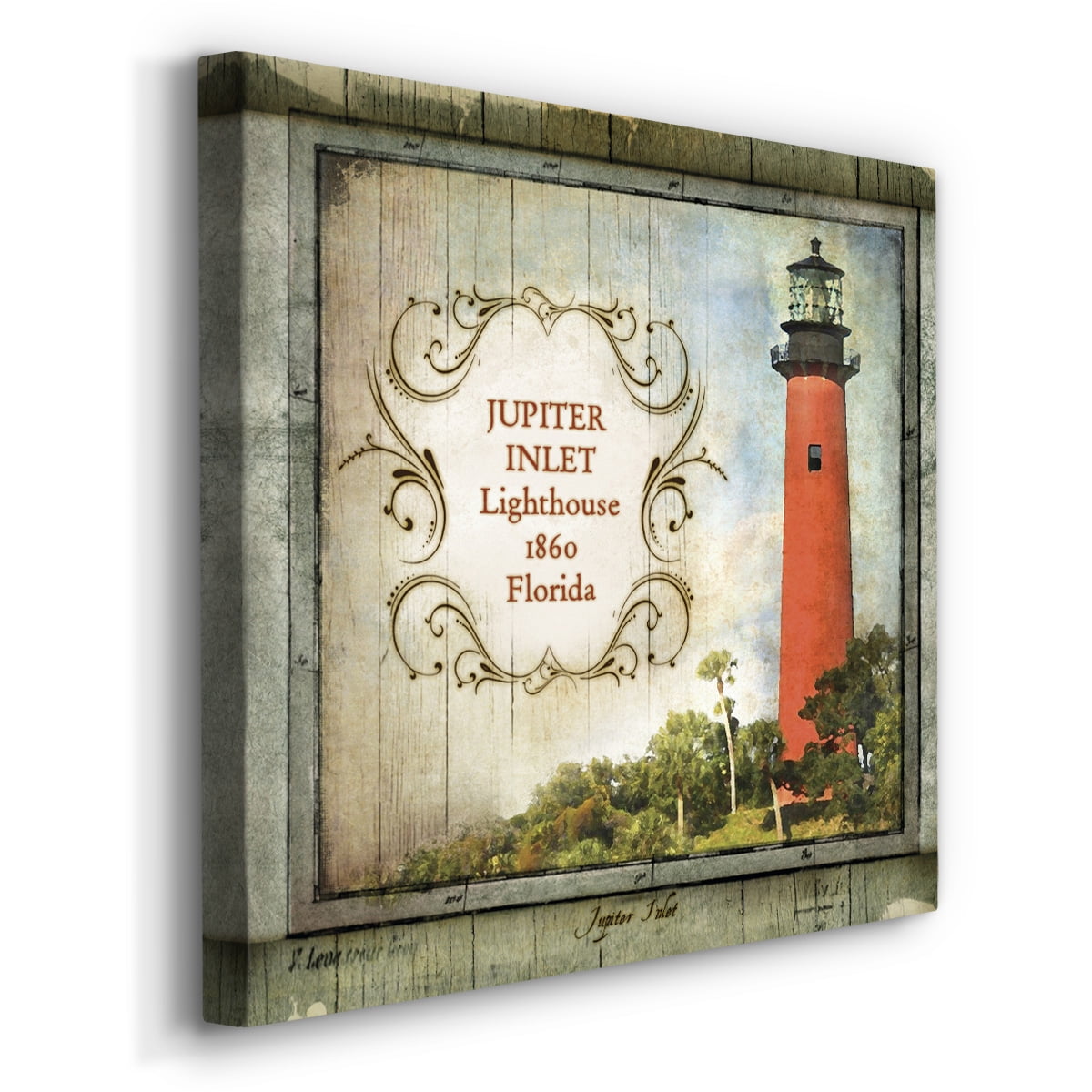 Wexford Home Florida Lighthouse V-Premium Gallery Wrapped Canvas, 16" x 16" - Ready to Hang