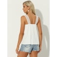 thumbnail image 3 of DARING DIVA Women's Square Neck Sleeveless Panel Lace Ruffles Tank Tops M White, 3 of 6