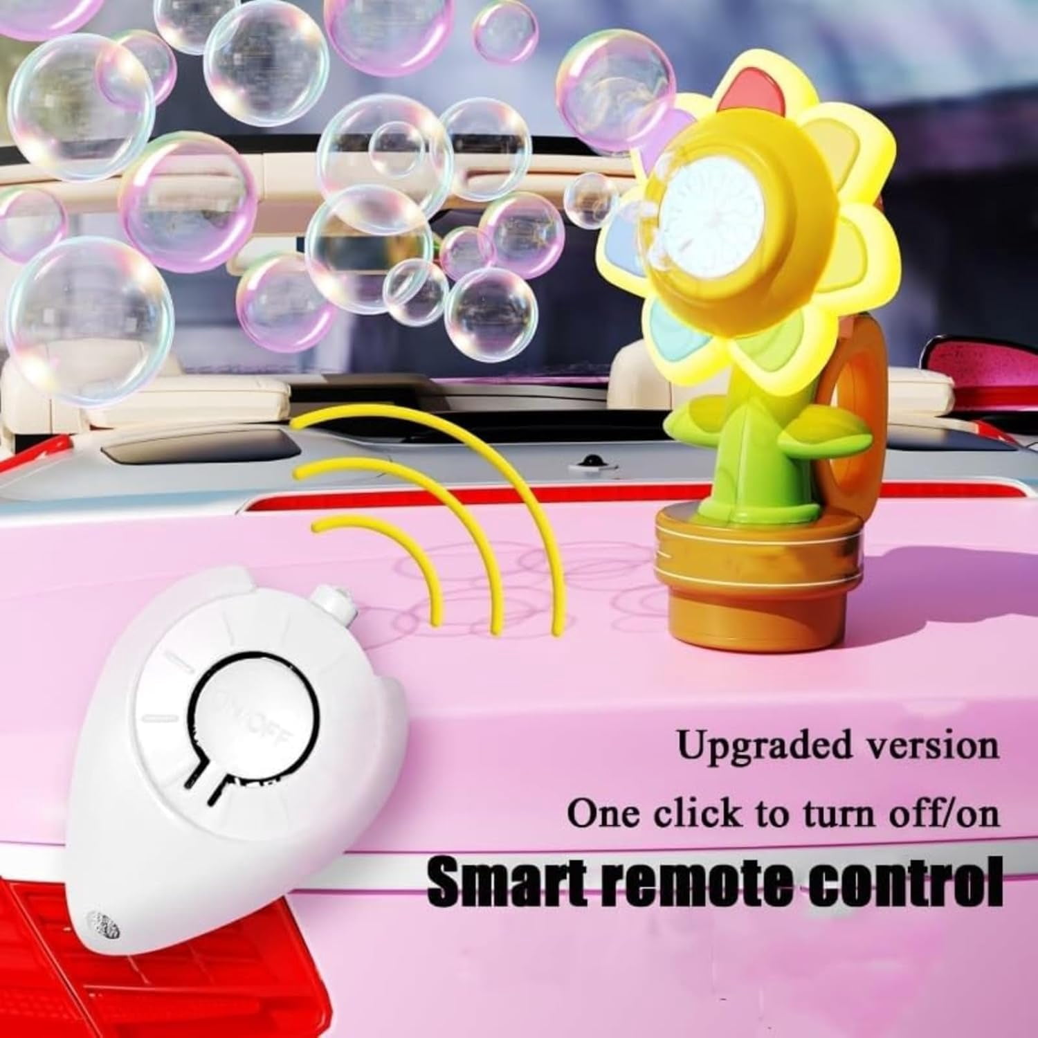 Honk Activated Bubble Machine for Car, Sound Activated Bubble Machine,with Remote Control Fun Swing Dance, Colorful Lighting, Automatic 3 Modes for Cars, Motorcycle, Outdoor, Party (1pc)