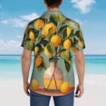 thumbnail image 4 of Fotbe Retro Warm Lemon Flower Camisa Hawaiana para Hombre Unisex – Camisa Casual de Verano con Botones de Manga Corta de Algodón y Lino,X-Large, 4 of 7