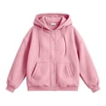 thumbnail image 6 of Rggeeun Womens Sweatshirt Hoodie Solid Color Long Sleeve Snap & Zip Up Hooded Adjustable Drawstring Side Pockets Thickened Fall Winter Evening Party Casual Tops,Pink,L, 6 of 6