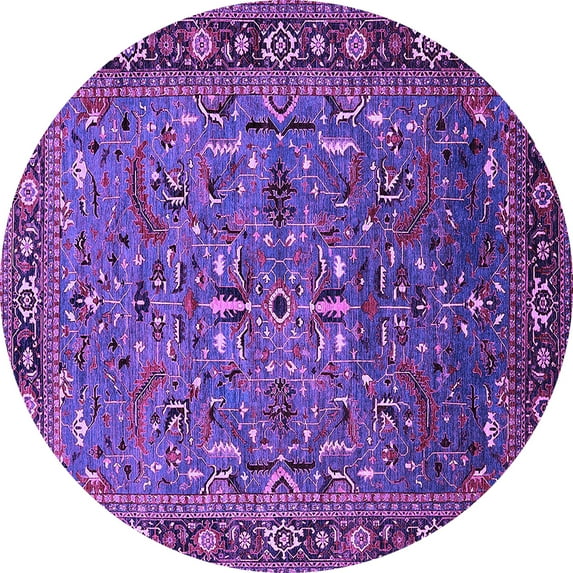 Ahgly Company Indoor Round Oriental Purple Traditional Area Rugs, 5' Round