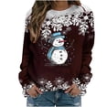 thumbnail image 2 of Pntutb Mujer Otoño e Invierno Casual Navidad Muñeco de nieve Impreso Cuello redondo Manga larga Jersey Blusa Sudadera tops Pntutb Pntutb-3965, 2 of 7