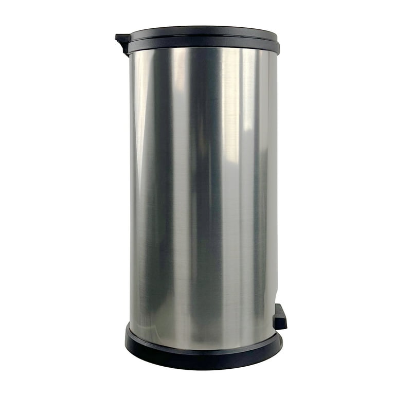 Mainstays 7.9 Gallon Trash Can. Plastic Round Step Kitchen Trash Can,  Silver 