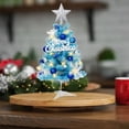 thumbnail image 5 of YOHAVEN Mini Blue Desktop Christmas Tree, 17.7" Small Tabletop Holiday Decoration with Ornaments, Lights, Snowflakes, Gift Boxes for Home, Office, Store Decor, 5 of 7