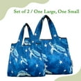 thumbnail image 6 of Wrapables Large & Small Foldable Tote Nylon Reusable Grocery Bags, Set of 2, Astro Turtles, 6 of 7