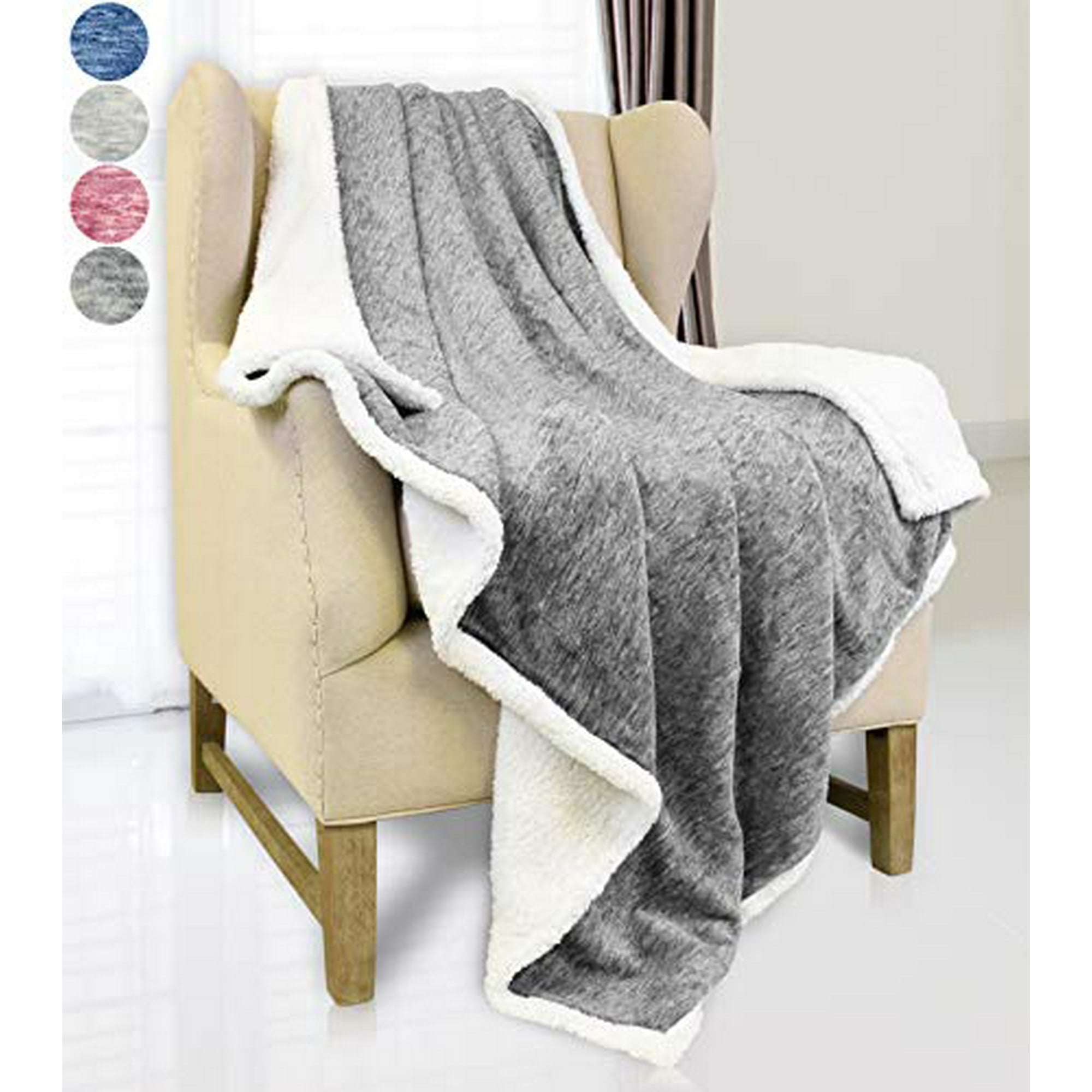 Catalonia Grey Sherpa Throw Blanket,Super Soft Fluffy Fuzzy Comfy 